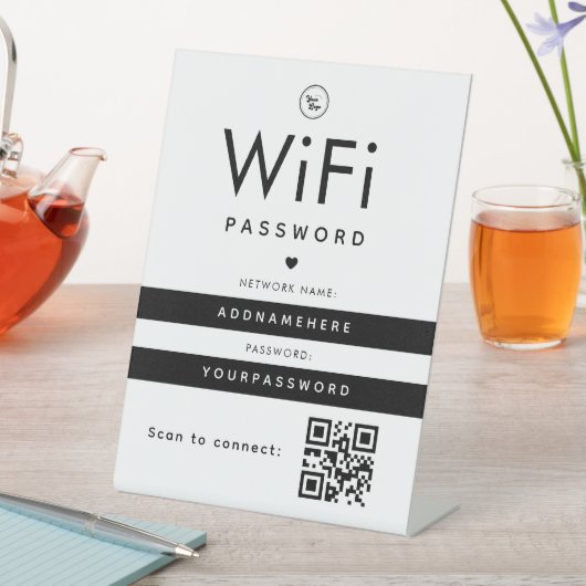 Moderner QR-Code für WiFi-Kennwörter Business-Logo Sockelschild (In Situ)