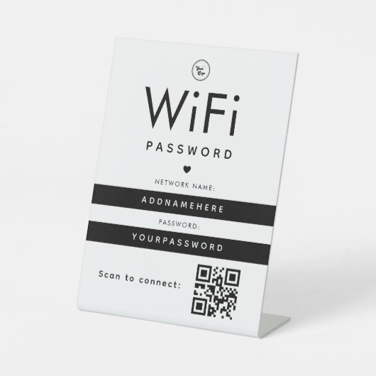 Moderner QR-Code für WiFi-Kennwörter Business-Logo Sockelschild (Vorderseite)