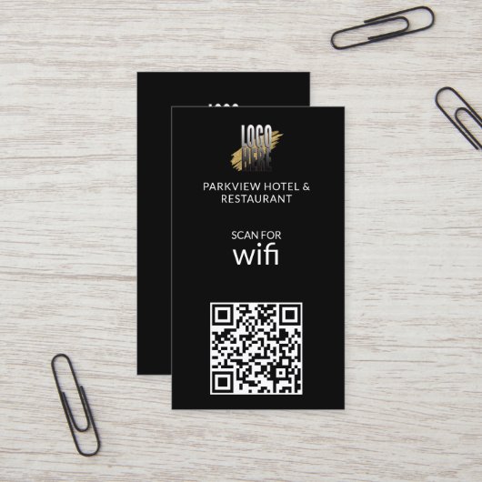 Moderner QR-Code für Wifi-Logos in Schwarz Visitenkarte (Vorderseite/Rückseite Beispiel)