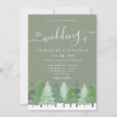 Moderner QR-Code für Winterwaldstätte Grüne Hochze Einladung (Vorderseite)