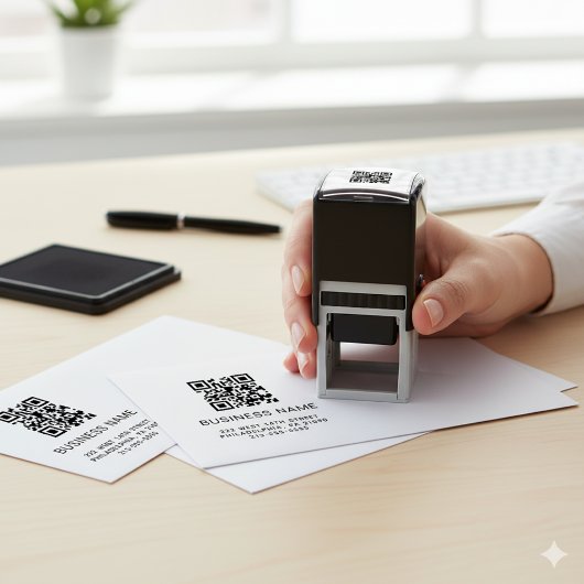 Moderner QR-Code Geschäftsname oder Logo Permastempel