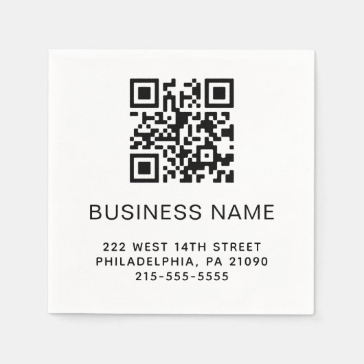 Moderner QR-Code Geschäftsname oder Logo Serviette (Vorderseite)