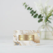 Moderner QR Code Gold Weißer Marmor Elegant Visitenkarte (Stehend Vorderseite)