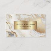 Moderner QR Code Gold Weißer Marmor Elegant Visitenkarte (Vorderseite)