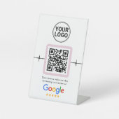 Moderner QR-Code Google-Bewertung Custom-Logo Sockelschild (Vorderseite)