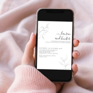 Moderner QR Code Grau Weiße Schrift Botanische Hoc Einladung