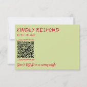 Moderner QR-Code Handgeschriebene farbenfrohe Retr RSVP Karte (Vorderseite)
