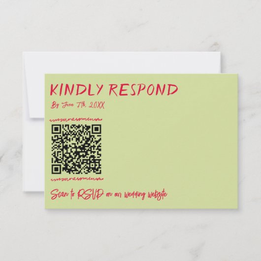 Moderner QR-Code Handgeschriebene farbenfrohe Retr RSVP Karte (Vorderseite)