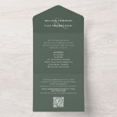 Moderner QR Code Hochzeit RSVP Moss Green All In One Einladung (Innen Boden)