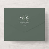 Moderner QR Code Hochzeit RSVP Moss Green All In One Einladung (Rückseite)