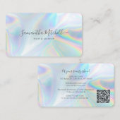 Moderner QR Code Holographic Makeup Stylist Visitenkarte (Vorne/Hinten)