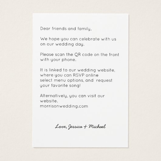 Moderner QR-Code in einer einzigen Einladung zur H (Rückseite)