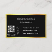 Moderner QR-Code in Schwarz Visitenkarte (Rückseite)