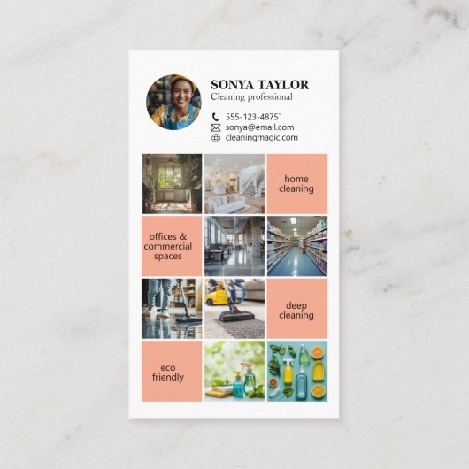 Moderner QR-Code Instant der Reinigung von Fotosam Visitenkarte (Rückseite)