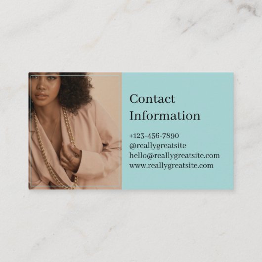 Moderner QR-Code | Light Blue and Olive Green Visitenkarte (Rückseite)