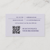 Moderner QR-Code Lila Immobilienmakler Visitenkarte (Rückseite)