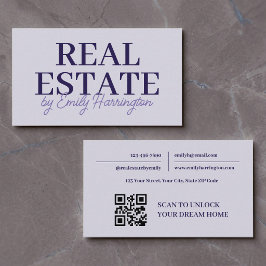 Moderner QR-Code Lila Immobilienmakler Visitenkarte