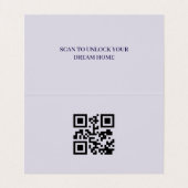 Moderner QR-Code Lila Immobilienmakler Visitenkarten (Innenseite Aufgefaltet)