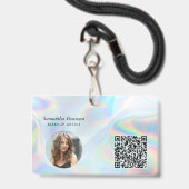 Moderner QR Code Makeup Künstler Mitarbeiter holog Ausweis (Vorderseite mit Lanyard)