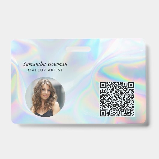 Moderner QR Code Makeup Künstler Mitarbeiter holog Ausweis (Vorderseite)