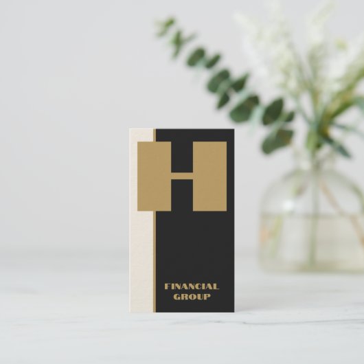 Moderner QR-Code Minimal Schwarzes Monogramm Verti Visitenkarte (Stehend Vorderseite)