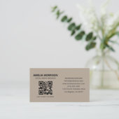 Moderner QR-Code Minimalistisch Sand Beruflich Visitenkarte (Stehend Vorderseite)