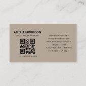Moderner QR-Code Minimalistisch Sand Beruflich Visitenkarte (Vorderseite)