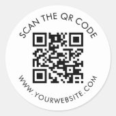 Moderner QR-Code mit benutzerdefiniertem Textlabel Runder Aufkleber (Vorderseite)