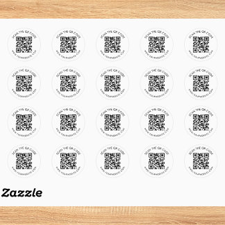 Moderner QR-Code mit benutzerdefiniertem Textlabel Runder Aufkleber
