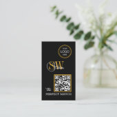 Moderner QR-Code, Mit Monogramm Name, Logo/Signatu Visitenkarte (Stehend Vorderseite)
