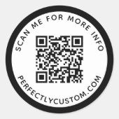 Moderner QR-Code mit schwarzer Grenze und Text Runder Aufkleber (Vorderseite)