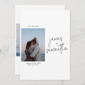 Moderner QR-Code Multi-Foto Save the Date benutzer Einladung (Vorne/Hinten)