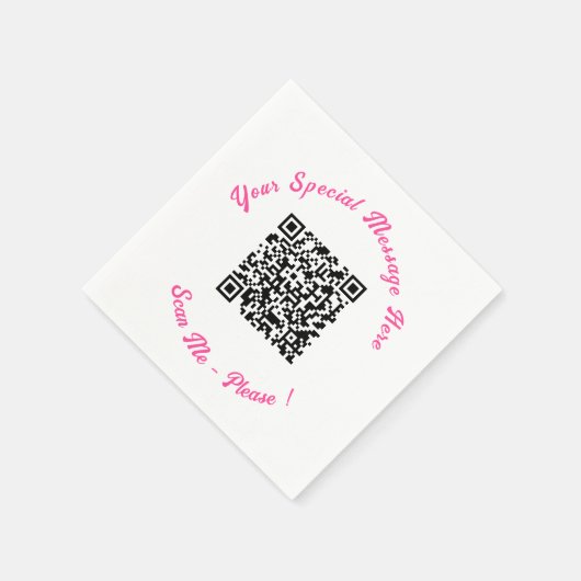 Moderner QR Code Napkins mit Ihrem Sondertext Serviette (Ecke)