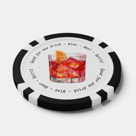 Moderner QR Code Negroni Drink Gutschein Pokerchips (Einzeln)