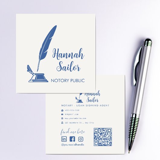 Moderner QR-Code Notary Public Loan Signing Agent Quadratische Visitenkarte