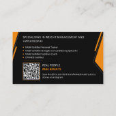 Moderner QR-Code Personal Trainer  Visitenkarte (Rückseite)