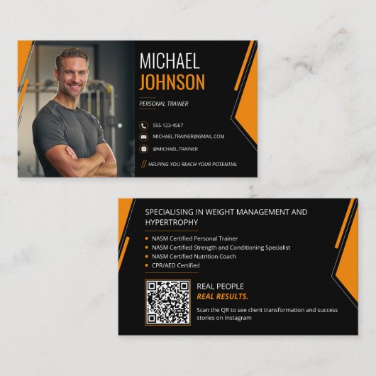 Moderner QR-Code Personal Trainer  Visitenkarte (Vorne/Hinten)