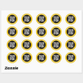 Moderner QR-Code personalisierter Text Gold Schwar Runder Aufkleber (Blatt)
