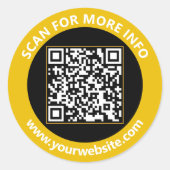 Moderner QR-Code personalisierter Text Gold Schwar Runder Aufkleber (Vorderseite)