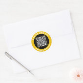 Moderner QR-Code personalisierter Text Gold Schwar Runder Aufkleber (Umschlag)