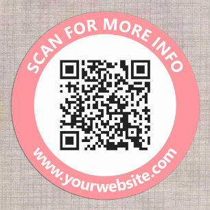 Moderner QR-Code personalisierter Text Rosa Schwar Runder Aufkleber