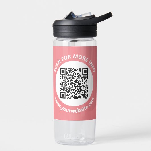 Moderner QR-Code, personalisierter Text, Rosa und Trinkflasche (Links)