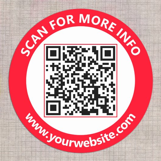 Moderner QR-Code personalisierter Text Rot Schwarz Runder Aufkleber