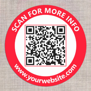 Moderner QR-Code personalisierter Text Rot Weiß Sc Runder Aufkleber