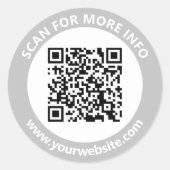 Moderner QR-Code personalisierter Text Schwarz Wei Runder Aufkleber (Vorderseite)