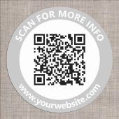 Moderner QR-Code personalisierter Text Schwarz Wei Runder Aufkleber