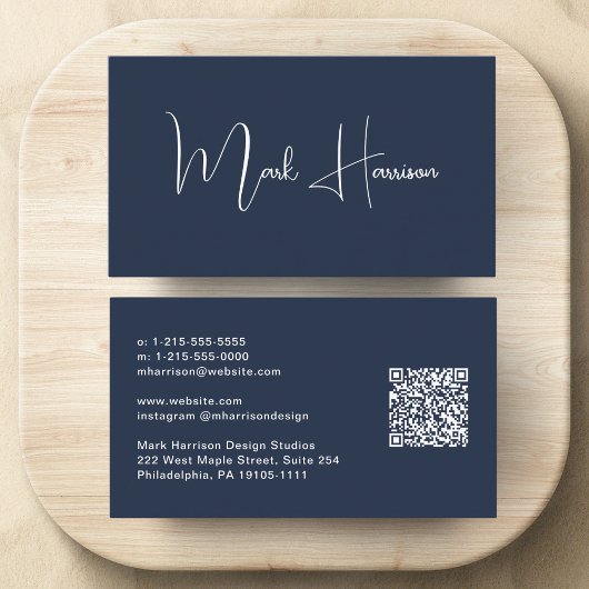 Moderner QR-Code Professional Blau Visitenkarte