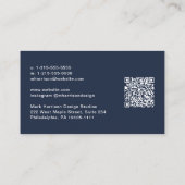 Moderner QR-Code Professional Blau Visitenkarte (Rückseite)