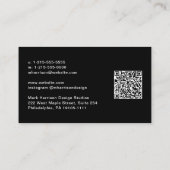 Moderner QR-Code Professional Schwarz Visitenkarte (Rückseite)