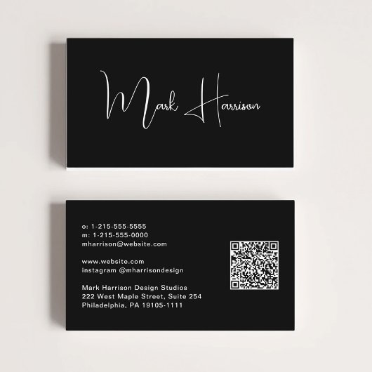Moderner QR-Code Professional Schwarz Visitenkarte